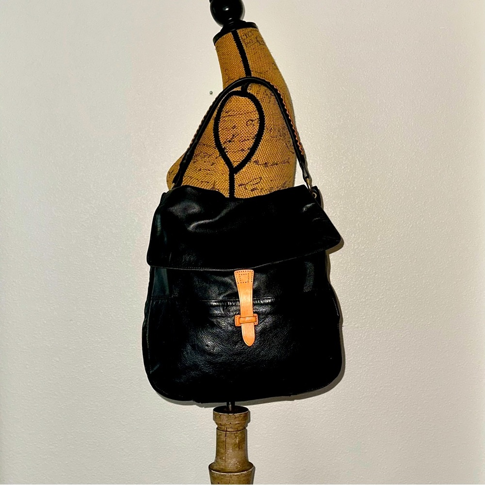 Christopher Kon Black Leather Sachel Purse Large
